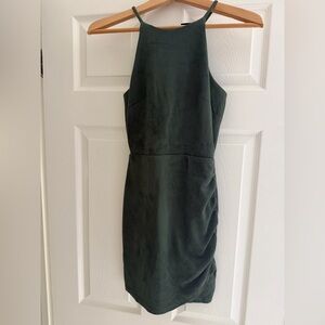 Elegant Suede Green Dress